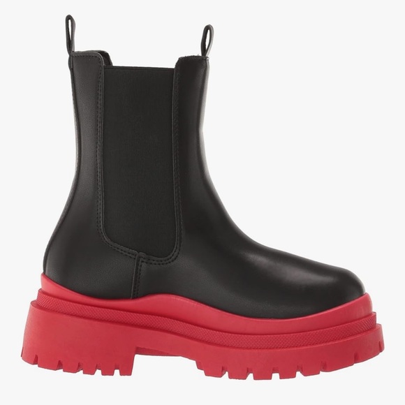 🆕 NWT Azalea Wang “Ghosted” Chunky Platform Boots – Black/Red Size 10 - Picture 5 of 12